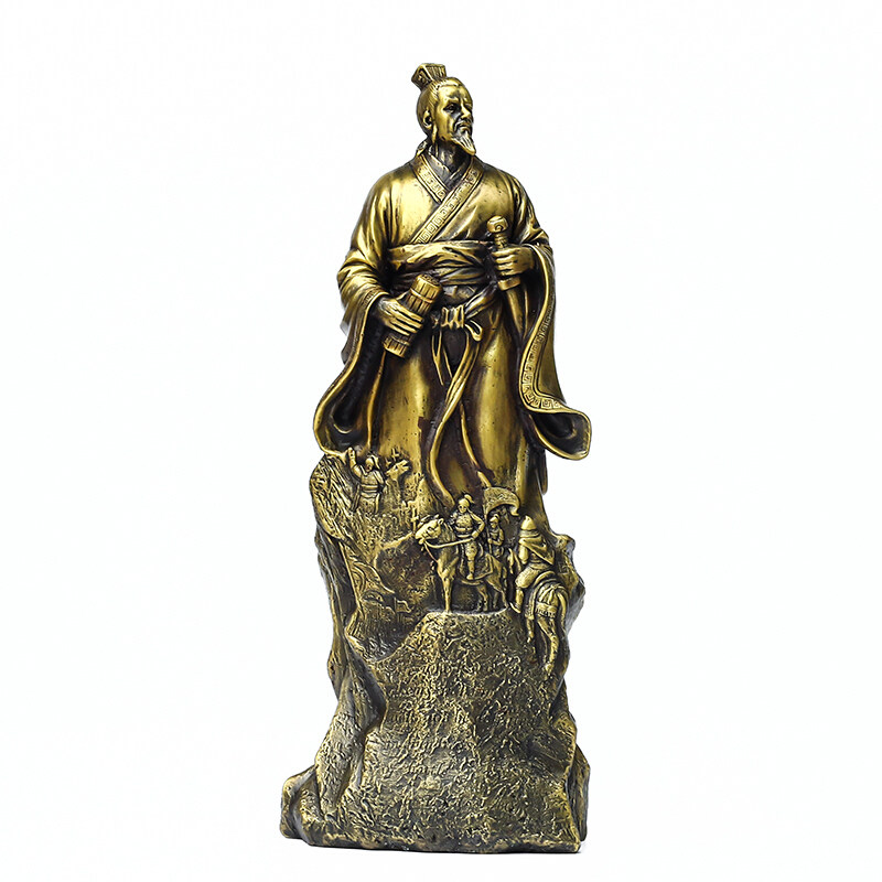 纯铜孙武兵家至圣站像摆件家居装饰送证书