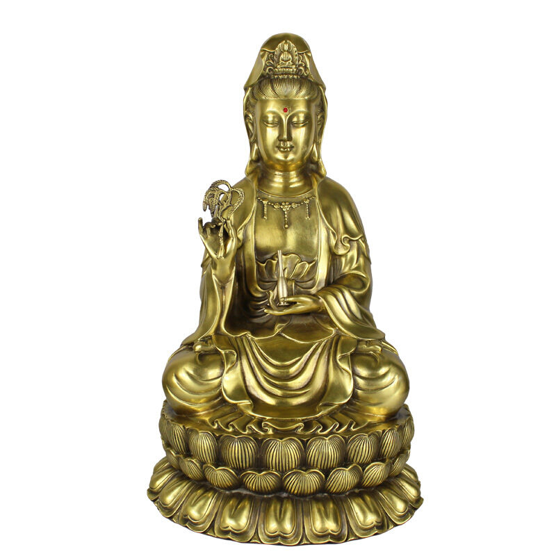 纯铜观音菩萨摆件南海观音摆件送证书