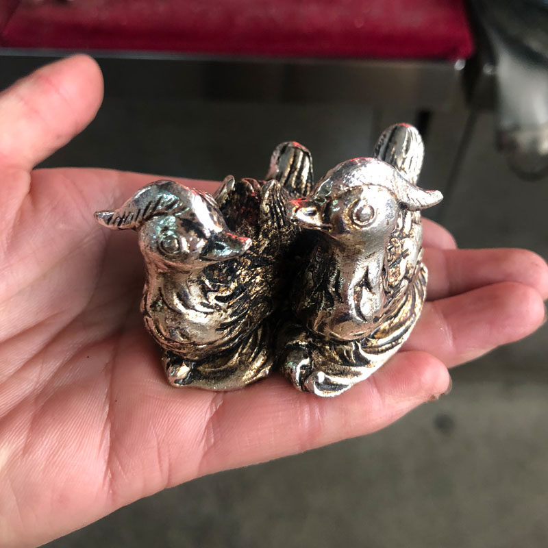 仿925银鸳鸯摆件一对卧室鸳鸯婚房装饰品结婚礼物送证书