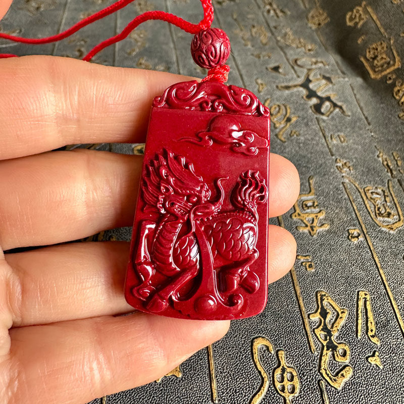 豁达客情侣朱砂麒麟送子项链吊坠