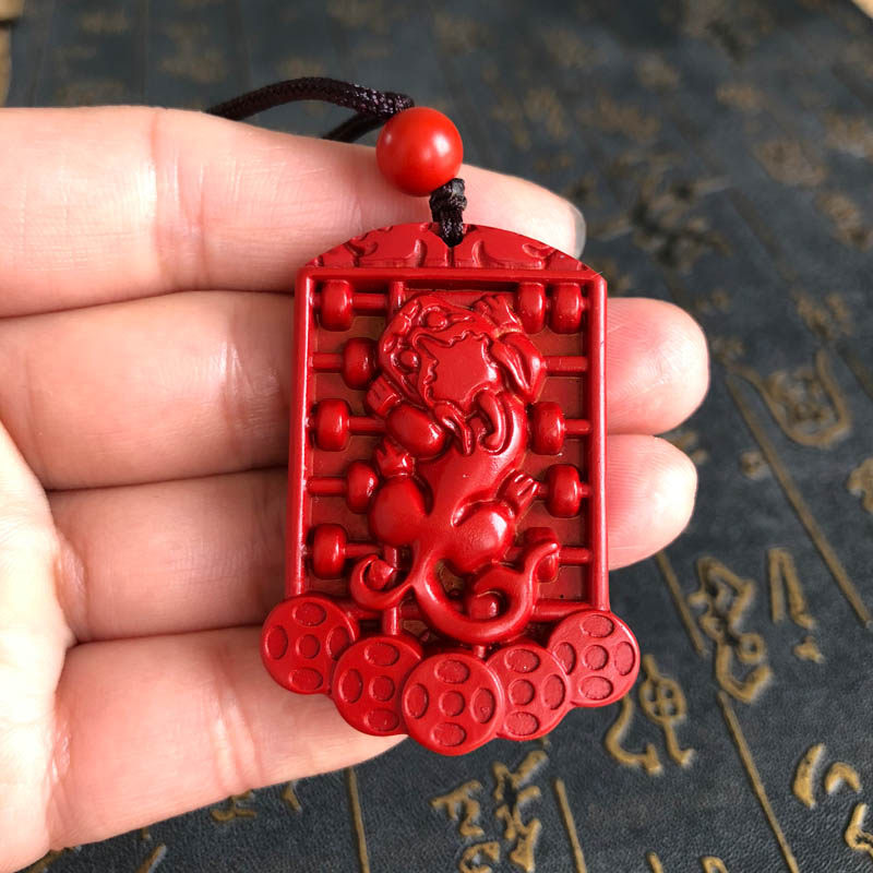 台湾原色旺财貔貅算盘证书吊坠