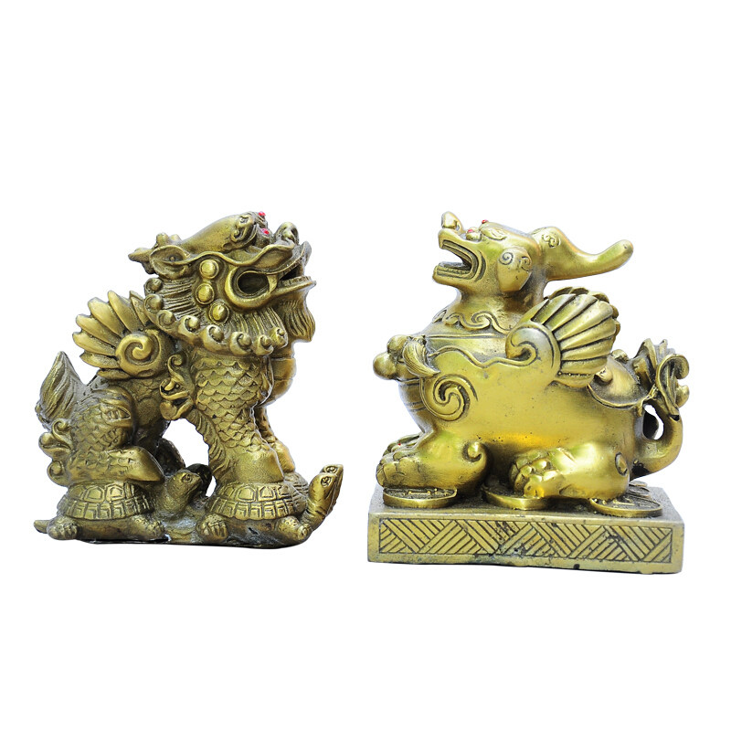 纯铜双貔貅招财工艺品证书摆件