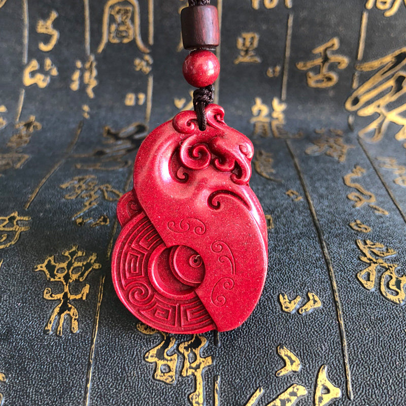 紫金砂时来运转玉佩招财神兽吊坠