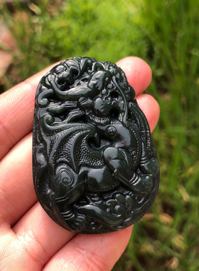 天然和田玉麒麟项链吊坠送证书