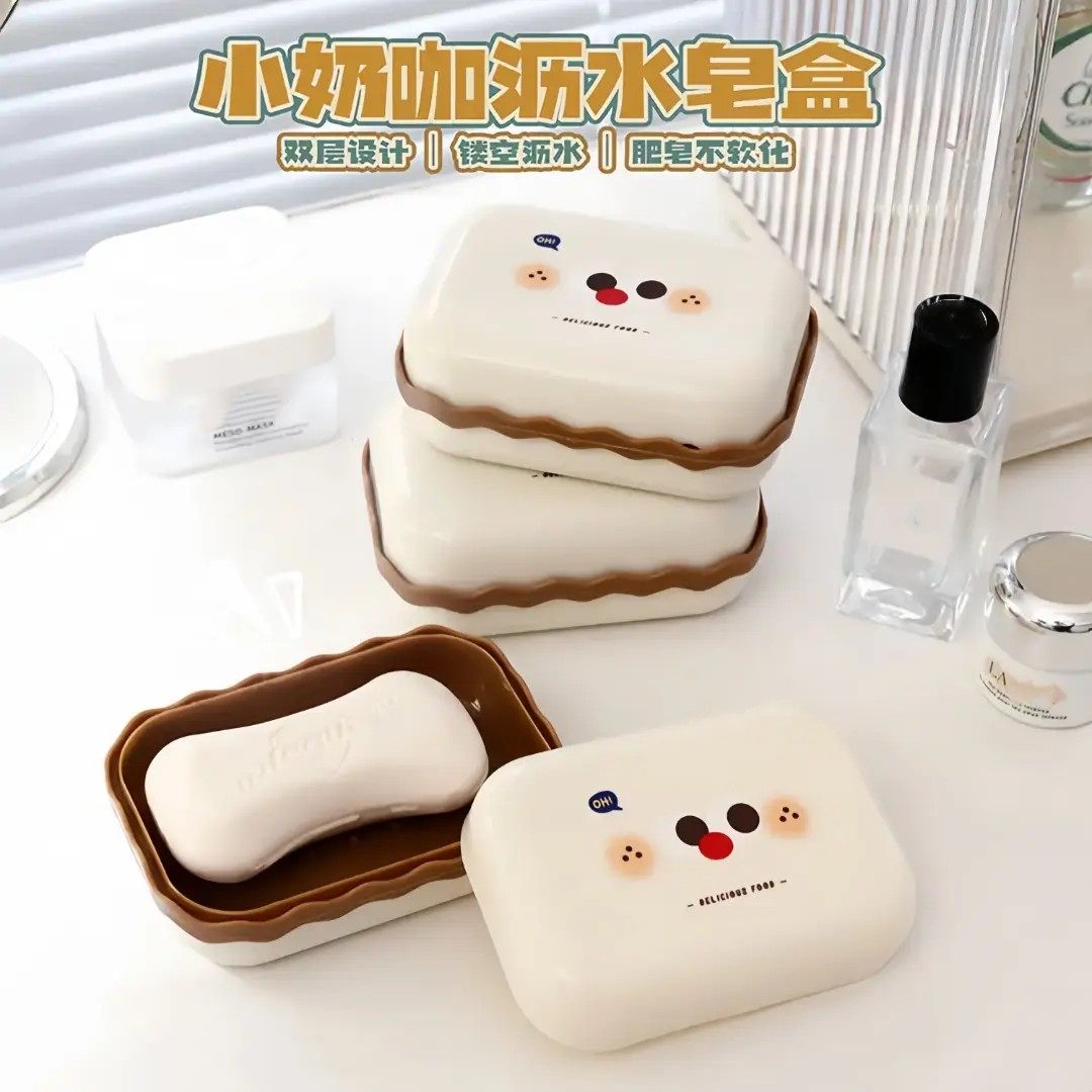 新款卡通家用肥皂盒沥水可爱带盖学生宿舍香皂盒肥皂盒子高颜值