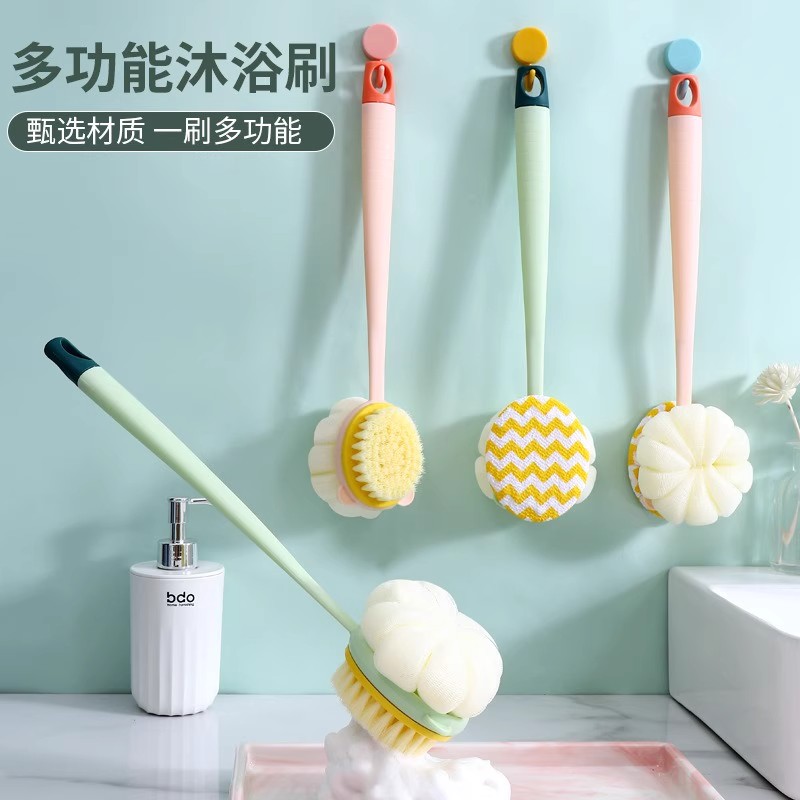 搓澡巾长柄软毛双面搓背搓澡神器