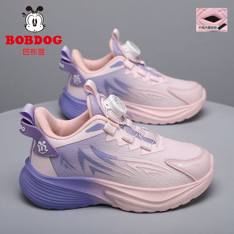 巴布豆女童运动鞋加绒保暖秋冬新款儿童二棉鞋子中大童碳板跑步鞋