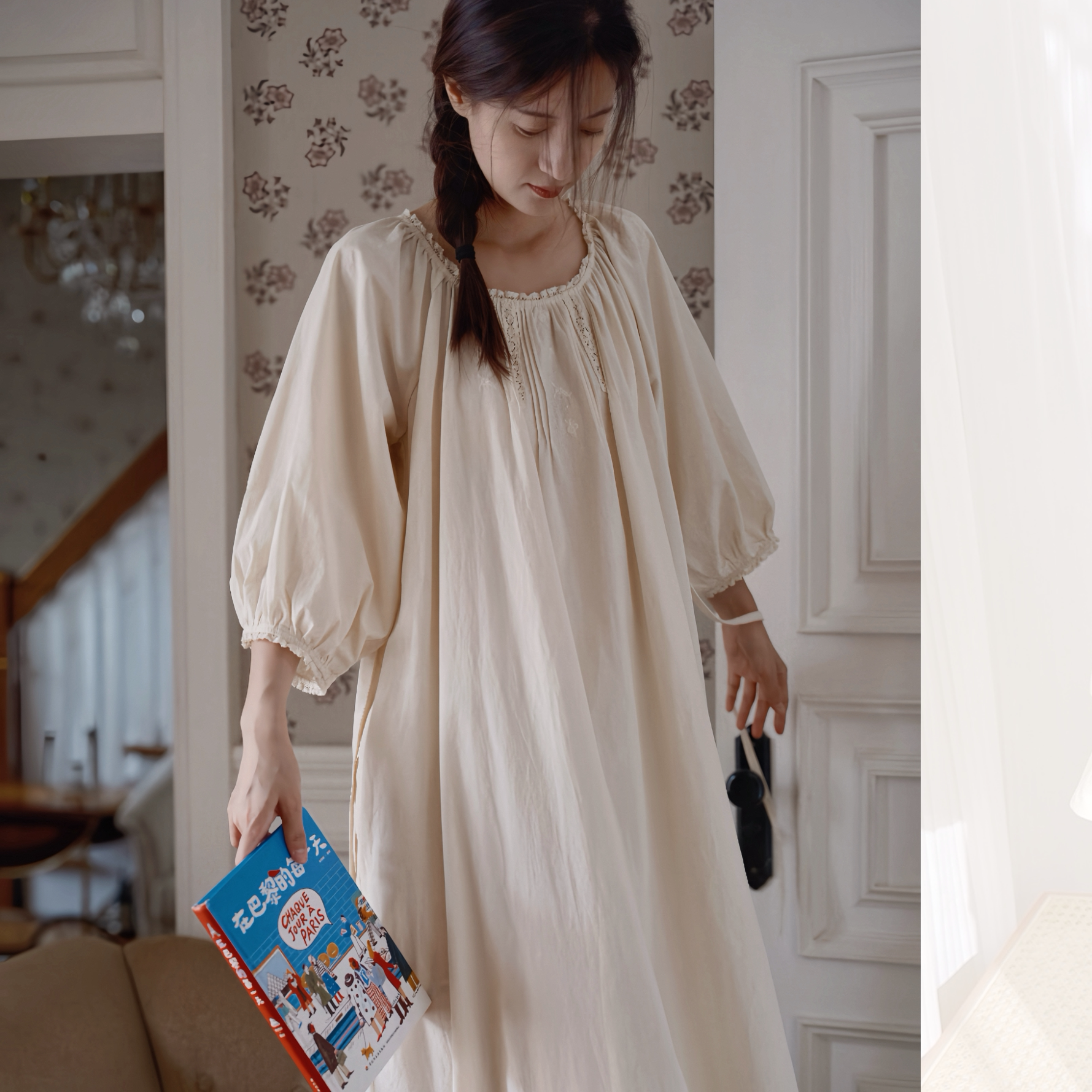 法式宫廷风睡裙女纯棉长袖复古宽松睡衣长款公主长裙女士可外穿