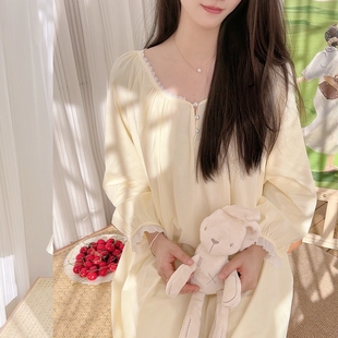 宫廷风睡衣女生春秋季 甜美可爱公主家居服纯棉可外穿长袖 睡裙新款
