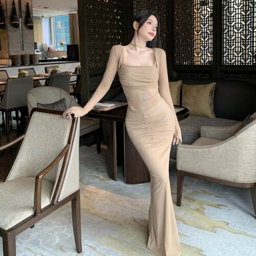 SHINESTING【希腊神话】废土风套装女连帽开衫吊带鱼尾长裙三件套