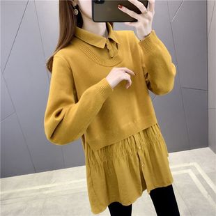 衬衫毛衣假两件套女2025新款针织衫上衣春装韩版宽松打底衫外穿潮