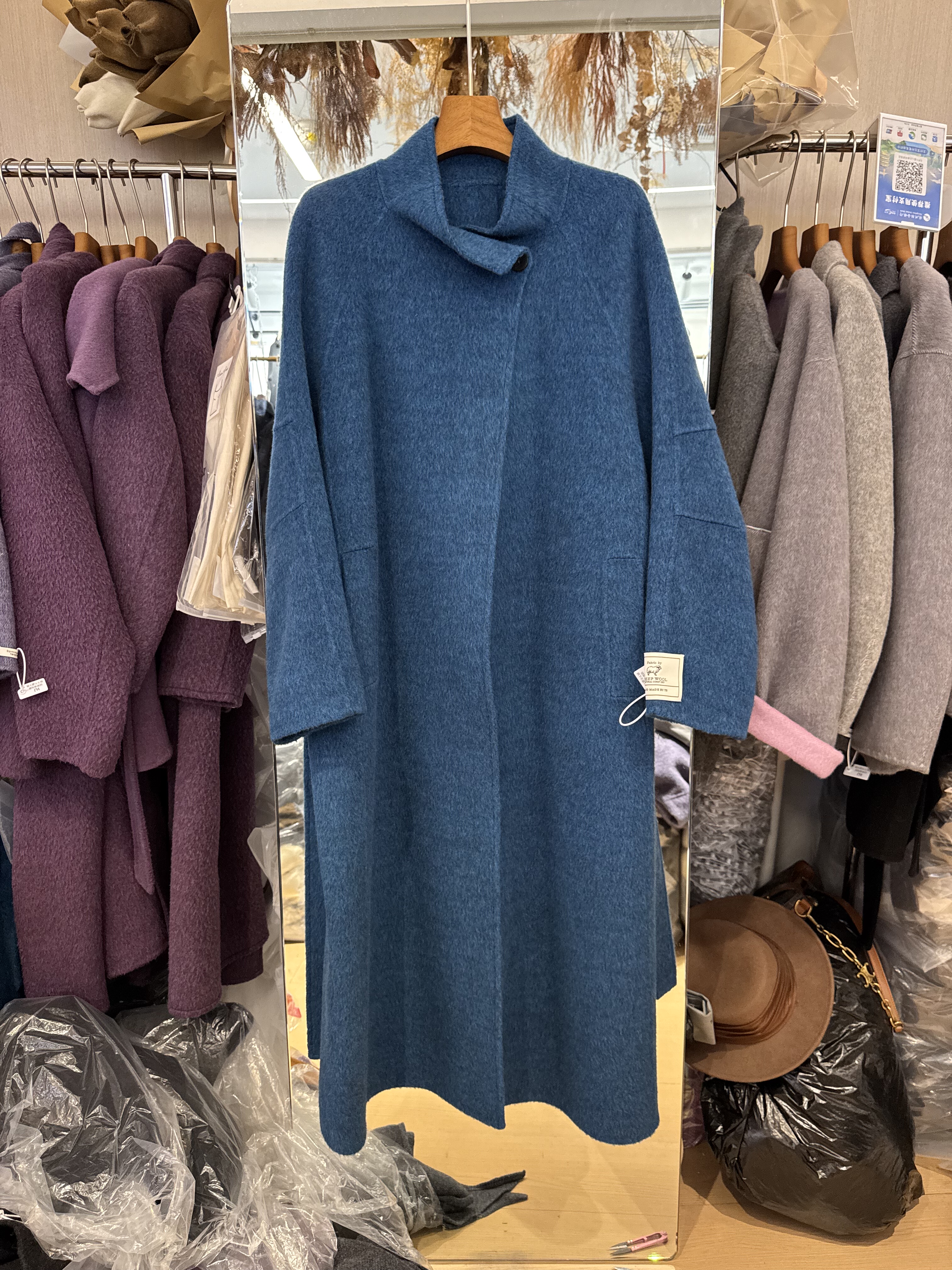 韩国2025冬季新款时尚气质立领双面羊绒大衣中长款腰带毛呢外套女