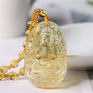 仿黄水晶八大守护神吊坠玻璃生肖本命年佛挂十二生肖男女长款项链