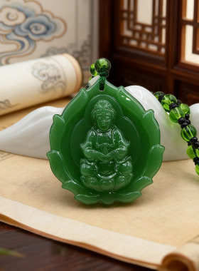 琉璃雕刻花开富贵莲花项链结缘