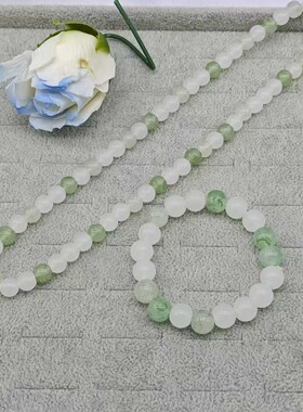 仿新疆天山翠翡翠色飘花毛衣链