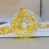 黄水晶知了金蝉项链黄水晶狐狸毛衣链直播福利琉璃黄貔貅项链