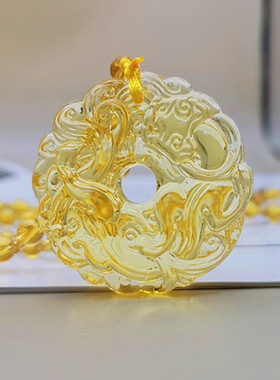 黄水晶知了金蝉项链黄水晶狐狸毛衣链直播福利琉璃黄貔貅项链