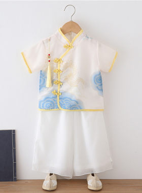 中国风男童汉服夏装2025新款薄款礼服宝宝春秋夏季儿童演出服唐装