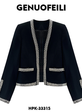 33315 珍珠项链钉珠百搭轻奢法式钉珠小香风气质重工小香外套