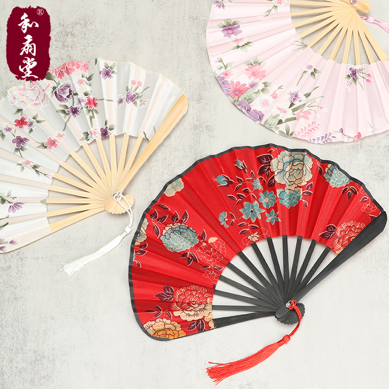 和扇堂 日式扇子女式绢扇工艺礼品扇折扇 和风大刀扇圆扇子