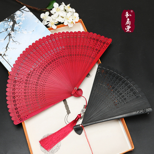 和扇堂古风折扇手工扇子全竹折扇中国风舞蹈扇子全竹樱花玫瑰折叠