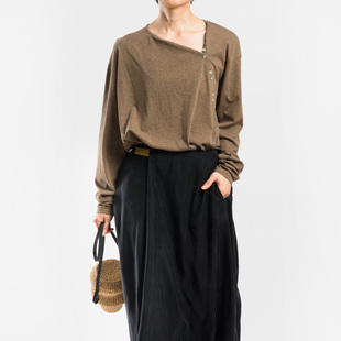 城市山民UrbanTribe2026春女式棉混纺偏襟系扣套衫CF49308