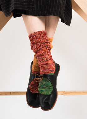 城市山民UrbanTribe男女同款印象派棉色织撞色袜AU29036