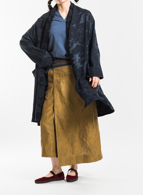 城市山民UrbanTribe女式真丝混纺提花对襟宽松外套CF69173