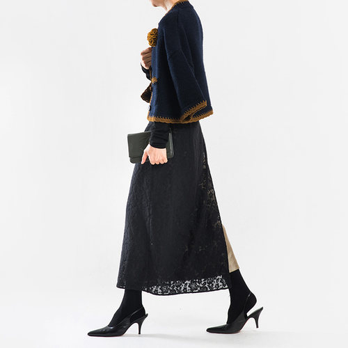 城市山民UrbanTribe2026春女式混纺拼接双层直筒半裙CF89204