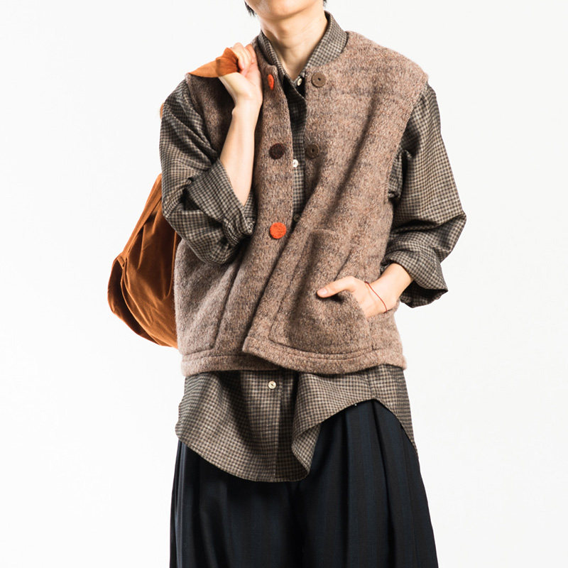 城市山民UrbanTribe2026春女式羊毛混纺手工扣宽松马甲CF29092,女装/女士精品,马夹,淘宝优惠券,粉丝福利购,淘宝优惠卷