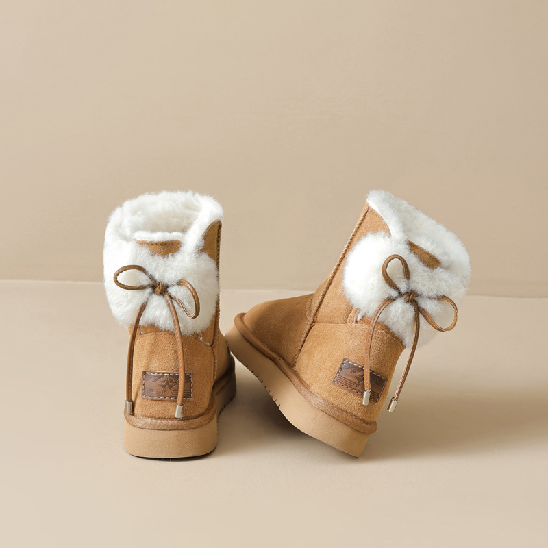 奥古狮登雪地靴女冬鞋子新款外穿加绒厚底棉鞋中筒休闲面包鞋保暖