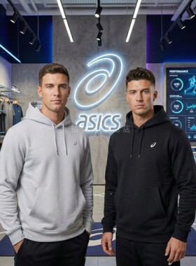 ASICS亚瑟士男子柔软舒适弹力跑步 反光连帽运动卫衣2031F528-001