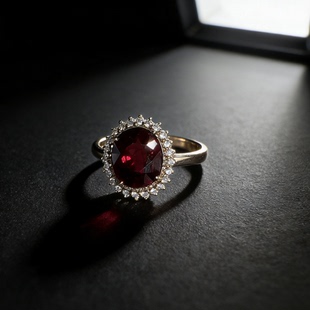 J PRINCESS 天然彩宝卢比来红碧玺戒指18K金豪钻镶嵌戒指