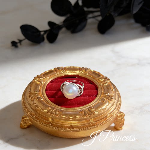 【福利款】天然海水澳白珍珠戒指13.8MM圆润饱满纯银戒托孤品