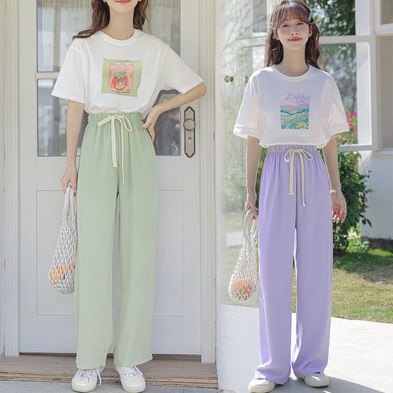初中生夏装女套装小清新2024夏季新款高中学生学院风少女两件套