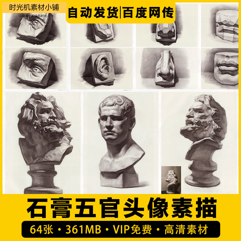 艺考素描石膏头像高清图片电子版高考写生临摹素材美术静物大卫图