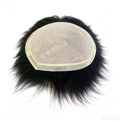 经典款npu边递针男士补发块黑色头发能烫不能染毛坯源头批发简装