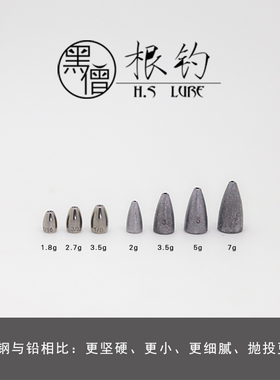 黑僧根钓 1.8g2g2.7g3.5g5g/7g 钨钢坠子弹铅穿铅德州铅橄榄铅