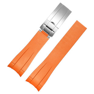 弧形橡胶表带适配欧米茄斯沃琪联名行星月球水星超霸表带男女20mm