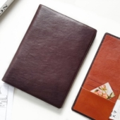 轻奢A5牛皮笔记本轻薄款 真皮商务办公记事6孔小环活页本手帐20孔