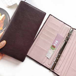 2025新品A5工作笔记本 手帐 二折紧凑真皮手帐A5slim活页本法羊