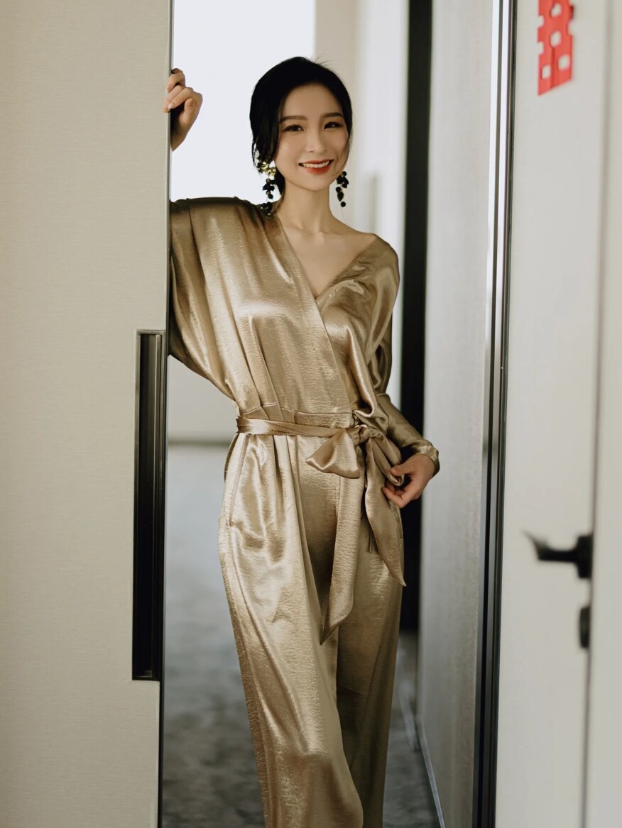 JIN SHU NEW CHINESE MORNING GOWN FEMALE BRIDE 2025 NEW AUTUMN AND WINTER HIGH-END NIGHTGOWN WEDDING PAJAMAS MORNING SHOOT DRESS