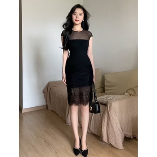 显瘦包臀裙女百搭半身裙时尚 2025夏季 复古气质修身 法式 蕾丝裙 新款