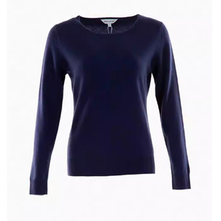 白领浅驼粗纺羊绒圆领长袖套衫烫钻E-CC20-210A