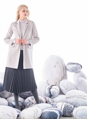 白领羊毛双面西服领双排扣直身中大衣  GNBJ21-LOV920