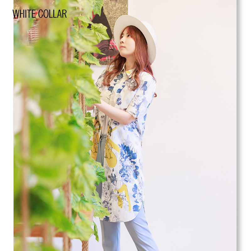 白领方领衬衫式可翻卷