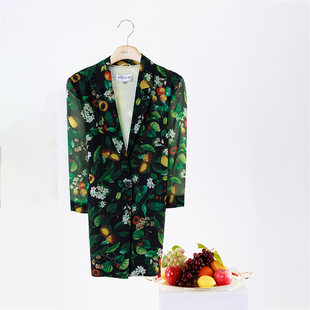 白领真丝水果花西服领一粒扣七分袖 外套SHUIG03A601