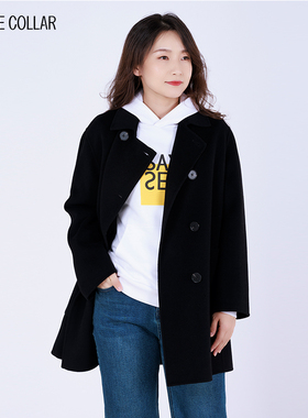white collar上青羊毛羊绒方领双排扣宽松短衣OL-NIN03A910