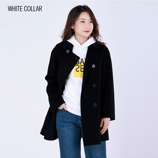 white collar上青羊毛羊绒方领双排扣宽松短衣OL-NIN03A910