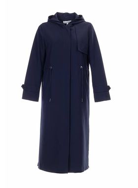 白领女装2020秋季新款带帽拉链暗门襟腰抽绳长款风衣 MASHA20-801